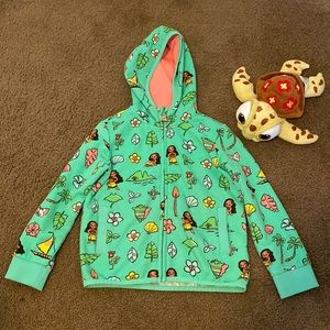 Girls Disney Store Moana Zip-Up Sweater size 5/6
